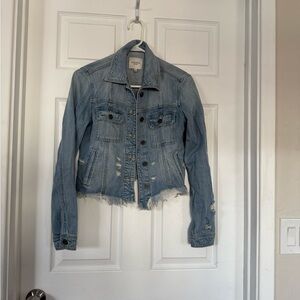 Hidden Light Blue Distressed Denim Jacket